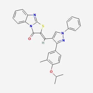 molecular formula C29H24N4O2S B5500357 (2Z)-2-{[3-(4-ISOPROPOXY-3-METHYLPHENYL)-1-PHENYL-1H-PYRAZOL-4-YL]METHYLENE}[1,3]THIAZOLO[3,2-A]BENZIMIDAZOL-3(2H)-ONE 