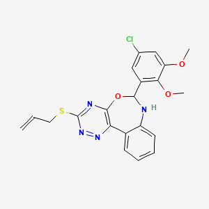 molecular formula C21H19ClN4O3S B5500411 2-[3-(Allylsulfanyl)-6,7-dihydro[1,2,4]triazino[5,6-D][3,1]benzoxazepin-6-YL]-4-chloro-6-methoxyphenyl methyl ether 