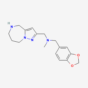 molecular formula C17H22N4O2 B5500425 (1,3-benzodioxol-5-ylmethyl)methyl(5,6,7,8-tetrahydro-4H-pyrazolo[1,5-a][1,4]diazepin-2-ylmethyl)amine 