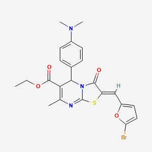 molecular formula C23H22BrN3O4S B5500429 ethyl (2Z)-2-[(5-bromofuran-2-yl)methylidene]-5-[4-(dimethylamino)phenyl]-7-methyl-3-oxo-5H-[1,3]thiazolo[3,2-a]pyrimidine-6-carboxylate 