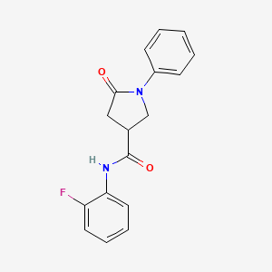 molecular formula C17H15FN2O2 B5500488 N~3~-(2-FLUOROPHENYL)-5-OXO-1-PHENYL-3-PYRROLIDINECARBOXAMIDE 