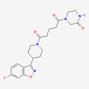 molecular formula C21H25FN4O4 B5500498 1-[4-(6-Fluoro-1,2-benzoxazol-3-yl)piperidin-1-yl]-5-(3-oxopiperazin-1-yl)pentane-1,5-dione 