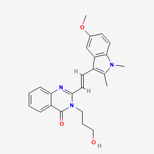 molecular formula C24H25N3O3 B5500590 3-(3-Hydroxypropyl)-2-[(1E)-2-(5-methoxy-1,2-dimethyl-1H-indol-3-YL)ethenyl]-3,4-dihydroquinazolin-4-one 