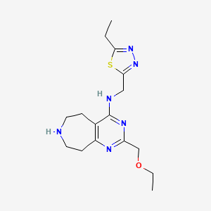 molecular formula C16H24N6OS B5500714 2-(ethoxymethyl)-N-[(5-ethyl-1,3,4-thiadiazol-2-yl)methyl]-6,7,8,9-tetrahydro-5H-pyrimido[4,5-d]azepin-4-amine dihydrochloride 