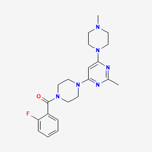 molecular formula C21H27FN6O B5500848 4-[4-(2-fluorobenzoyl)-1-piperazinyl]-2-methyl-6-(4-methyl-1-piperazinyl)pyrimidine 