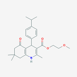 molecular formula C25H33NO4 B5501100 2-Methoxyethyl 2,7,7-trimethyl-5-oxo-4-[4-(propan-2-yl)phenyl]-1,4,5,6,7,8-hexahydroquinoline-3-carboxylate 