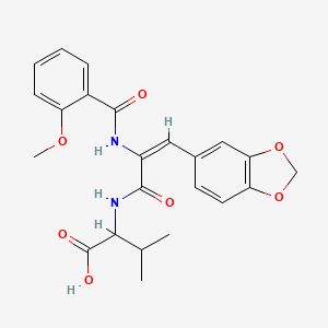 molecular formula C23H24N2O7 B5501266 2-[[(E)-3-(1,3-benzodioxol-5-yl)-2-[(2-methoxybenzoyl)amino]prop-2-enoyl]amino]-3-methylbutanoic acid 