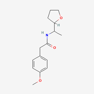 molecular formula C15H21NO3 B5501351 2-(4-methoxyphenyl)-N-[1-(oxolan-2-yl)ethyl]acetamide 