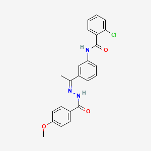 molecular formula C23H20ClN3O3 B5501461 2-CHLORO-N~1~-(3-{1-[(Z)-2-(4-METHOXYBENZOYL)HYDRAZONO]ETHYL}PHENYL)BENZAMIDE 