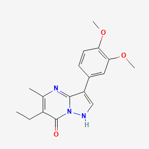 molecular formula C17H19N3O3 B5501562 3-(3,4-DIMETHOXYPHENYL)-6-ETHYL-5-METHYL-4H,7H-PYRAZOLO[1,5-A]PYRIMIDIN-7-ONE 