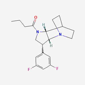 molecular formula C19H24F2N2O B5501597 1-[(2R,3R,6R)-3-(3,5-difluorophenyl)-1,5-diazatricyclo[5.2.2.02,6]undecan-5-yl]butan-1-one 
