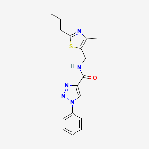 molecular formula C17H19N5OS B5501614 N-[(4-methyl-2-propyl-1,3-thiazol-5-yl)methyl]-1-phenyl-1H-1,2,3-triazole-4-carboxamide 