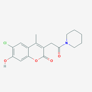 molecular formula C17H18ClNO4 B5501625 6-chloro-7-hydroxy-4-methyl-3-[2-oxo-2-(piperidin-1-yl)ethyl]-2H-chromen-2-one 