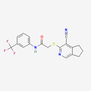 molecular formula C18H14F3N3OS B5501627 2-[(4-cyano-6,7-dihydro-5H-cyclopenta[c]pyridin-3-yl)sulfanyl]-N-[3-(trifluoromethyl)phenyl]acetamide 