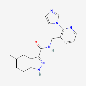 molecular formula C18H20N6O B5501633 N-[(2-imidazol-1-ylpyridin-3-yl)methyl]-5-methyl-4,5,6,7-tetrahydro-1H-indazole-3-carboxamide 