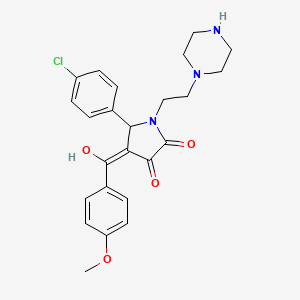 molecular formula C24H26ClN3O4 B5501696 5-(4-chlorophenyl)-3-hydroxy-4-(4-methoxybenzoyl)-1-[2-(piperazin-1-yl)ethyl]-2,5-dihydro-1H-pyrrol-2-one 