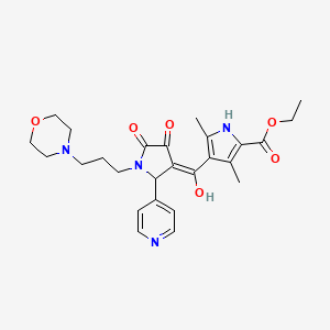 molecular formula C26H32N4O6 B5501704 ethyl 4-[(E)-hydroxy-[1-(3-morpholin-4-ylpropyl)-4,5-dioxo-2-pyridin-4-ylpyrrolidin-3-ylidene]methyl]-3,5-dimethyl-1H-pyrrole-2-carboxylate 