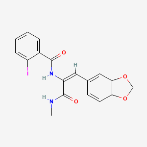 molecular formula C18H15IN2O4 B5501720 N-[(E)-1-(1,3-benzodioxol-5-yl)-3-(methylamino)-3-oxoprop-1-en-2-yl]-2-iodobenzamide 