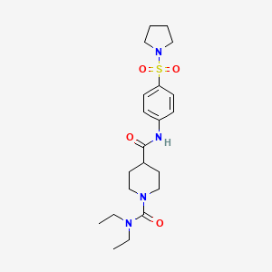 molecular formula C21H32N4O4S B5501749 N~1~,N~1~-diethyl-N~4~-[4-(pyrrolidin-1-ylsulfonyl)phenyl]piperidine-1,4-dicarboxamide 