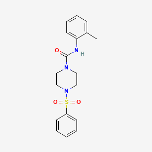 molecular formula C18H21N3O3S B5501756 4-(benzenesulfonyl)-N-(2-methylphenyl)piperazine-1-carboxamide 