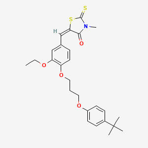 molecular formula C26H31NO4S2 B5501819 (5E)-5-[[4-[3-(4-tert-butylphenoxy)propoxy]-3-ethoxyphenyl]methylidene]-3-methyl-2-sulfanylidene-1,3-thiazolidin-4-one 