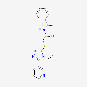 molecular formula C19H21N5OS B5501911 2-{[4-ETHYL-5-(3-PYRIDINYL)-4H-1,2,4-TRIAZOL-3-YL]SULFANYL}-N-(1-PHENYLETHYL)ACETAMIDE 