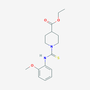 molecular formula C16H22N2O3S B5502256 ETHYL 1-[(2-METHOXYANILINO)CARBOTHIOYL]-4-PIPERIDINECARBOXYLATE 