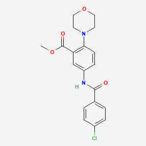molecular formula C19H19ClN2O4 B5502539 METHYL 5-(4-CHLOROBENZAMIDO)-2-(MORPHOLIN-4-YL)BENZOATE 