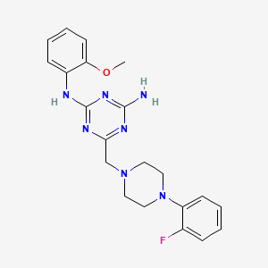 molecular formula C21H24FN7O B5502607 6-{[4-(2-fluorophenyl)piperazin-1-yl]methyl}-N-(2-methoxyphenyl)-1,3,5-triazine-2,4-diamine 