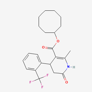 molecular formula C22H26F3NO3 B5502911 Cyclooctyl 2-methyl-6-oxo-4-[2-(trifluoromethyl)phenyl]-1,4,5,6-tetrahydropyridine-3-carboxylate 