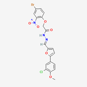 molecular formula C20H15BrClN3O6 B5503403 2-(4-bromo-2-nitrophenoxy)-N-[(E)-[5-(3-chloro-4-methoxyphenyl)furan-2-yl]methylideneamino]acetamide 