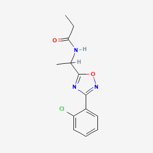 molecular formula C13H14ClN3O2 B5503446 N-{1-[3-(2-chlorophenyl)-1,2,4-oxadiazol-5-yl]ethyl}propanamide 