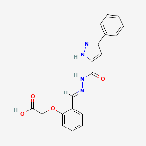 molecular formula C19H16N4O4 B5503598 [2-((E)-{[(3-phenyl-1H-pyrazol-5-yl)carbonyl]hydrazono}methyl)phenoxy]acetic acid 