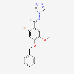 molecular formula C17H15BrN4O2 B5503768 N-{(E)-[4-(benzyloxy)-2-bromo-5-methoxyphenyl]methylidene}-4H-1,2,4-triazol-4-amine 