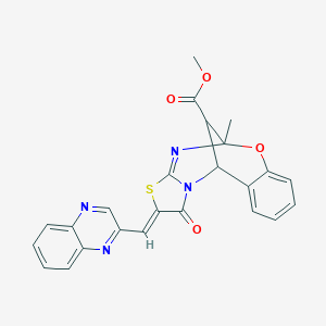 molecular formula C24H18N4O4S B5503976 methyl (2Z)-5-methyl-1-oxo-2-(quinoxalin-2-ylmethylidene)-1,2-dihydro-5H,11H-5,11-methano[1,3]thiazolo[2,3-d][1,3,5]benzoxadiazocine-13-carboxylate 