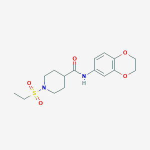 molecular formula C16H22N2O5S B5504414 N-(2,3-DIHYDRO-1,4-BENZODIOXIN-6-YL)-1-(ETHANESULFONYL)PIPERIDINE-4-CARBOXAMIDE 