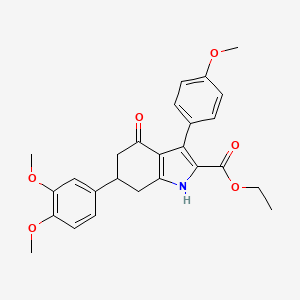 molecular formula C26H27NO6 B5504640 ethyl 6-(3,4-dimethoxyphenyl)-3-(4-methoxyphenyl)-4-oxo-4,5,6,7-tetrahydro-1H-indole-2-carboxylate 