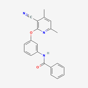 molecular formula C21H17N3O2 B5504841 N-{3-[(3-cyano-4,6-dimethylpyridin-2-yl)oxy]phenyl}benzamide 