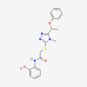 molecular formula C19H20N4O3S B5505056 N-(2-hydroxyphenyl)-2-{[4-methyl-5-(1-phenoxyethyl)-4H-1,2,4-triazol-3-yl]sulfanyl}acetamide 