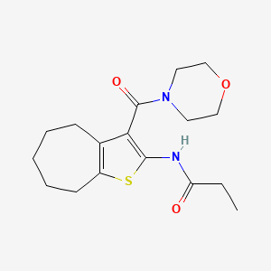 molecular formula C17H24N2O3S B5505089 N-[3-(morpholine-4-carbonyl)-5,6,7,8-tetrahydro-4H-cyclohepta[b]thiophen-2-yl]propanamide 