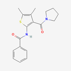 molecular formula C18H20N2O2S B5505409 N-[4,5-dimethyl-3-(pyrrolidine-1-carbonyl)thiophen-2-yl]benzamide 