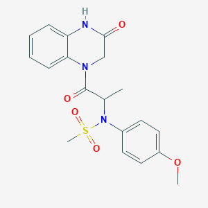 molecular formula C19H21N3O5S B5505492 N-(4-methoxyphenyl)-N-[1-oxo-1-(3-oxo-2,4-dihydroquinoxalin-1-yl)propan-2-yl]methanesulfonamide 