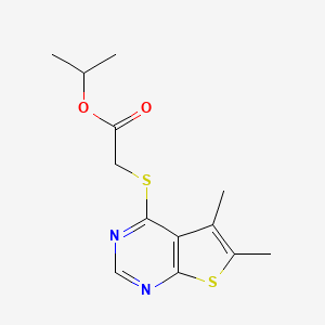 molecular formula C13H16N2O2S2 B5505558 Propan-2-yl 2-(5,6-dimethylthieno[2,3-d]pyrimidin-4-yl)sulfanylacetate 