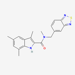 molecular formula C20H20N4OS B5505685 N-(2,1,3-benzothiadiazol-5-ylmethyl)-N,3,5,7-tetramethyl-1H-indole-2-carboxamide 