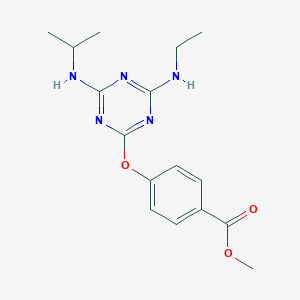 molecular formula C16H21N5O3 B5506109 METHYL 4-{[4-(ETHYLAMINO)-6-[(PROPAN-2-YL)AMINO]-1,3,5-TRIAZIN-2-YL]OXY}BENZOATE 