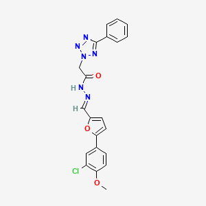 molecular formula C21H17ClN6O3 B5506900 N'-[(E)-[5-(3-CHLORO-4-METHOXYPHENYL)FURAN-2-YL]METHYLIDENE]-2-(5-PHENYL-2H-1,2,3,4-TETRAZOL-2-YL)ACETOHYDRAZIDE 