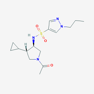 molecular formula C15H24N4O3S B5507341 N-[(3R*,4S*)-1-acetyl-4-cyclopropyl-3-pyrrolidinyl]-1-propyl-1H-pyrazole-4-sulfonamide 