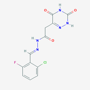 molecular formula C12H9ClFN5O3 B5507390 N'-[(E)-(2-chloro-6-fluorophenyl)methylidene]-2-(3,5-dioxo-2,3,4,5-tetrahydro-1,2,4-triazin-6-yl)acetohydrazide 