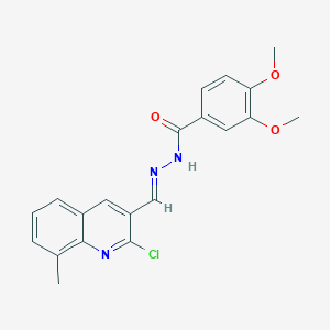 molecular formula C20H18ClN3O3 B5507425 N'-[(E)-(2-chloro-8-methylquinolin-3-yl)methylidene]-3,4-dimethoxybenzohydrazide 
