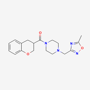 molecular formula C18H22N4O3 B5508023 3,4-dihydro-2H-chromen-3-yl-[4-[(5-methyl-1,2,4-oxadiazol-3-yl)methyl]piperazin-1-yl]methanone 